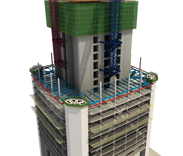 > 北方第一高楼钢结构施工流程图赏(三维效果图) 标准层核心筒外框